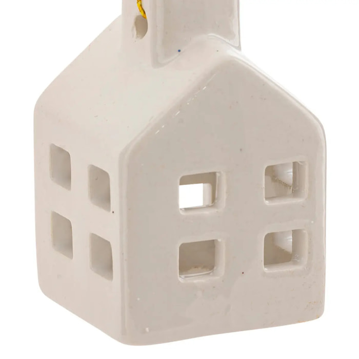 Sujet céramique maison H.6cm blanc