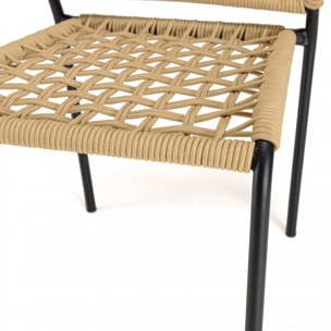 VIANNEY - Lot de 2 chaises de jardin en cordage tressé beige