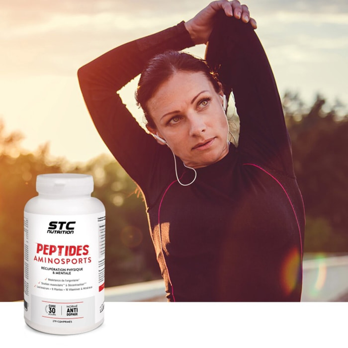STC NUTRITION - Peptides Aminosports - Récupération physique & mentale - Peptides de Lactosérum, extraits de Plantes, Vitamines et Minéraux - anti-dopage - Cure de 30 jours