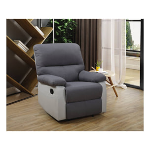 Fauteuil relax "Lincoln" - 90 x 89 x 103 cm - Blanc/Gris clair