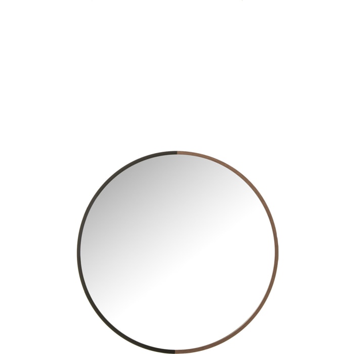 J-Line Miroir Rond Metal/Bois Noir Small