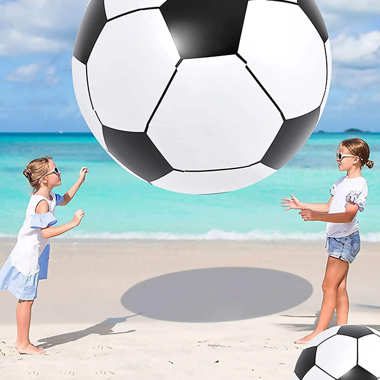 DAM Balón de fútbol hinchable gigante XXL de 150cm. 150x150x150 Cm. Color: Blanco