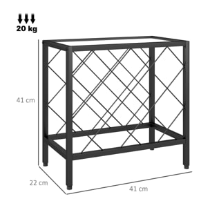 Botellero Vino para 10 Botellas Botellero con Encimera de Vidrio Templado y Marco de Acero para Salón Comedor 41x22x41 cm Negro