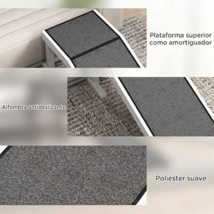 Rampa para Perros de Madera Rampa para Mascotas para Cama/Sofá con Alfombra Antideslizante para Perros Pequeños Medianos y Grandes 125x40x35,5 cm Blanco y Gris