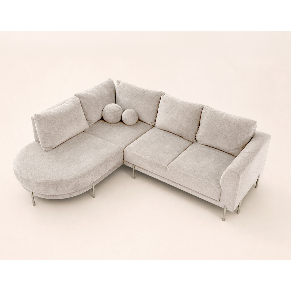 Gabin - Canapé d'angle gauche 5 places en velours texturé - Beige