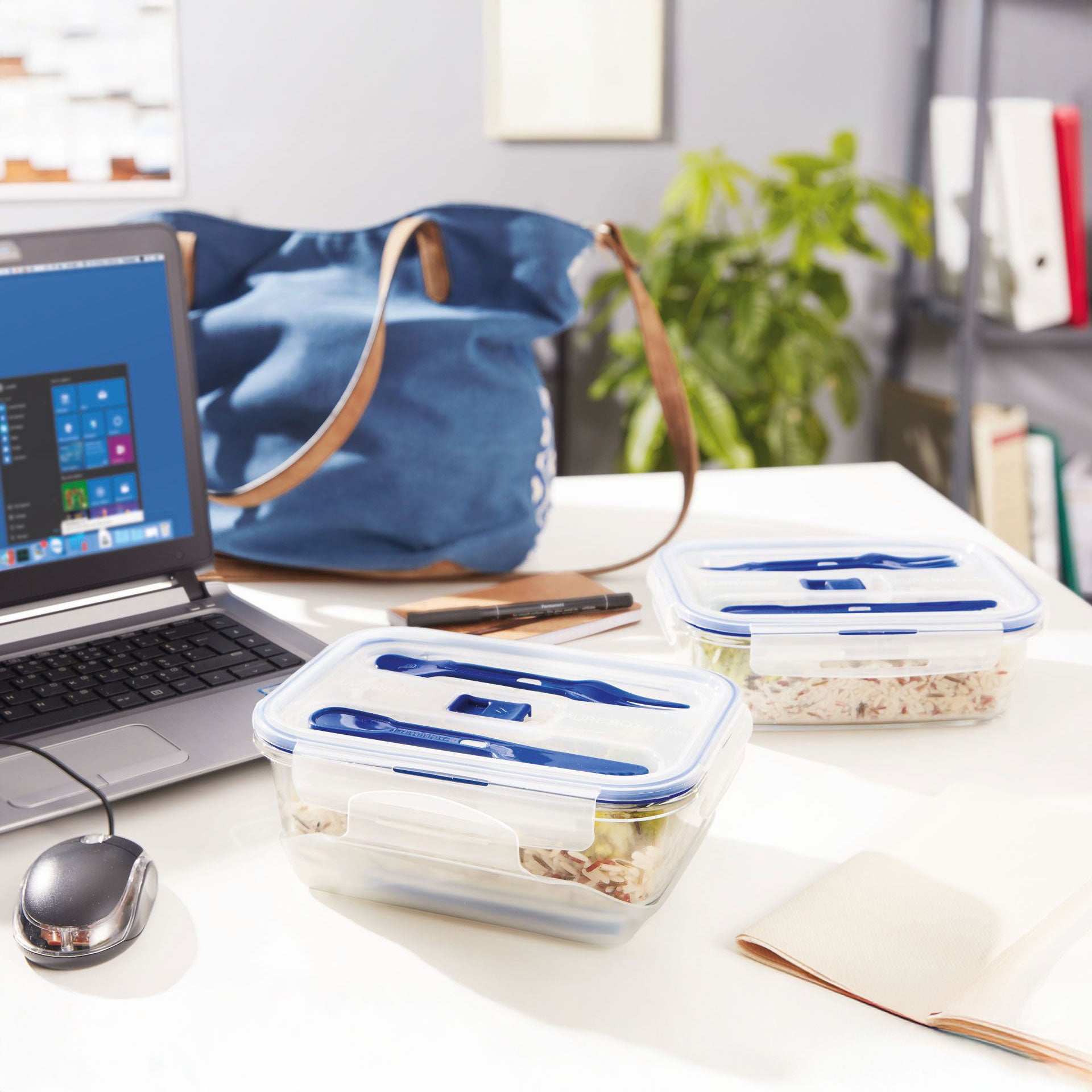 Lunch Box rectangle 122cL Pure Box Active - Luminarc - verre trempé extra résistant et hermétique + couverts