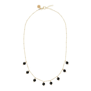 Collana in Argento 925 Placcata Oro Giallo 18kt con Ciondoli in Pietra Naturale Agata Bianca