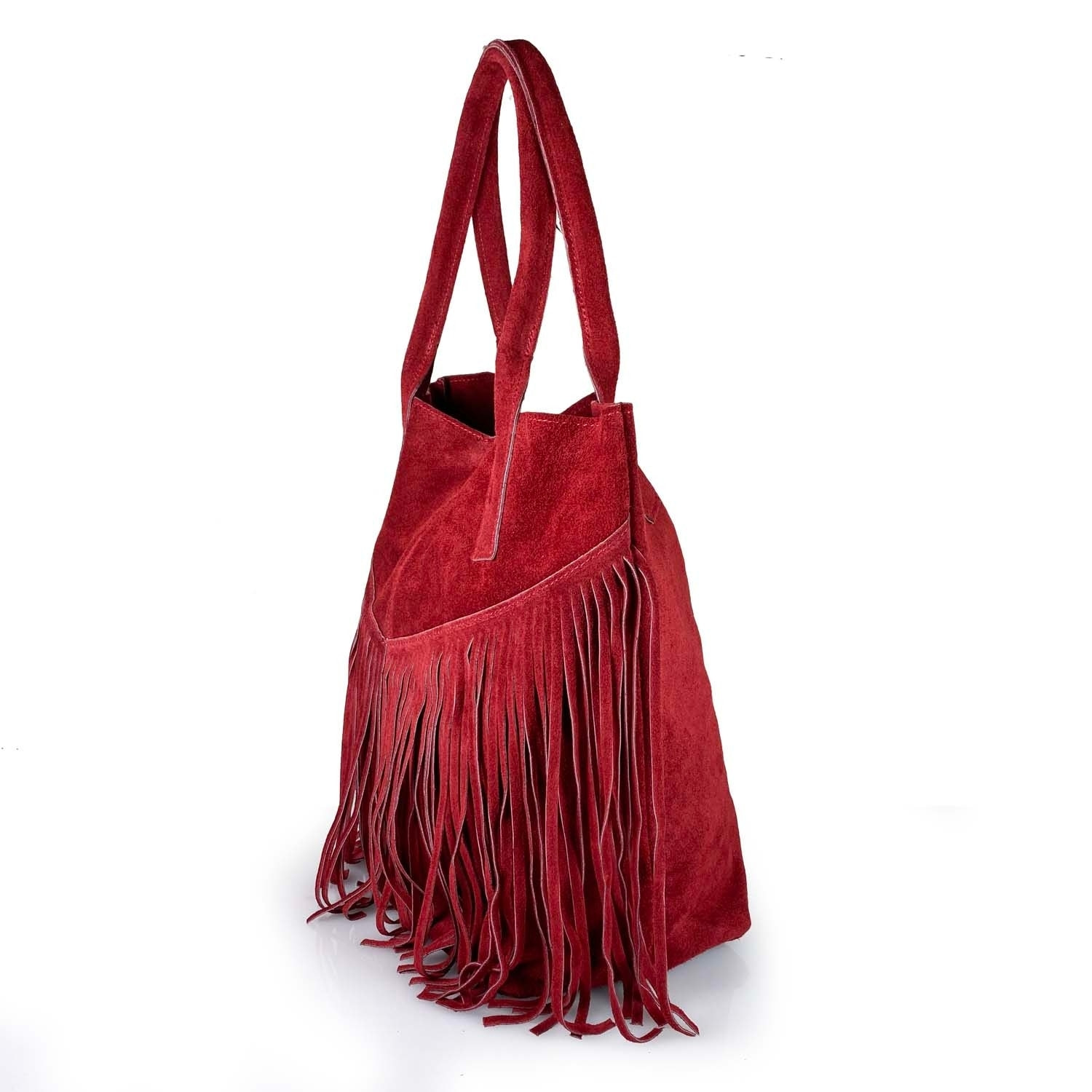 Borse Donna colore Rosso-in pelle Made in Italy 36x45x19cm