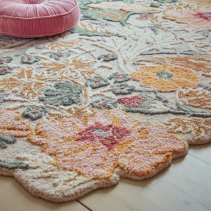 Tapis en laine floral DAPHNE Rose