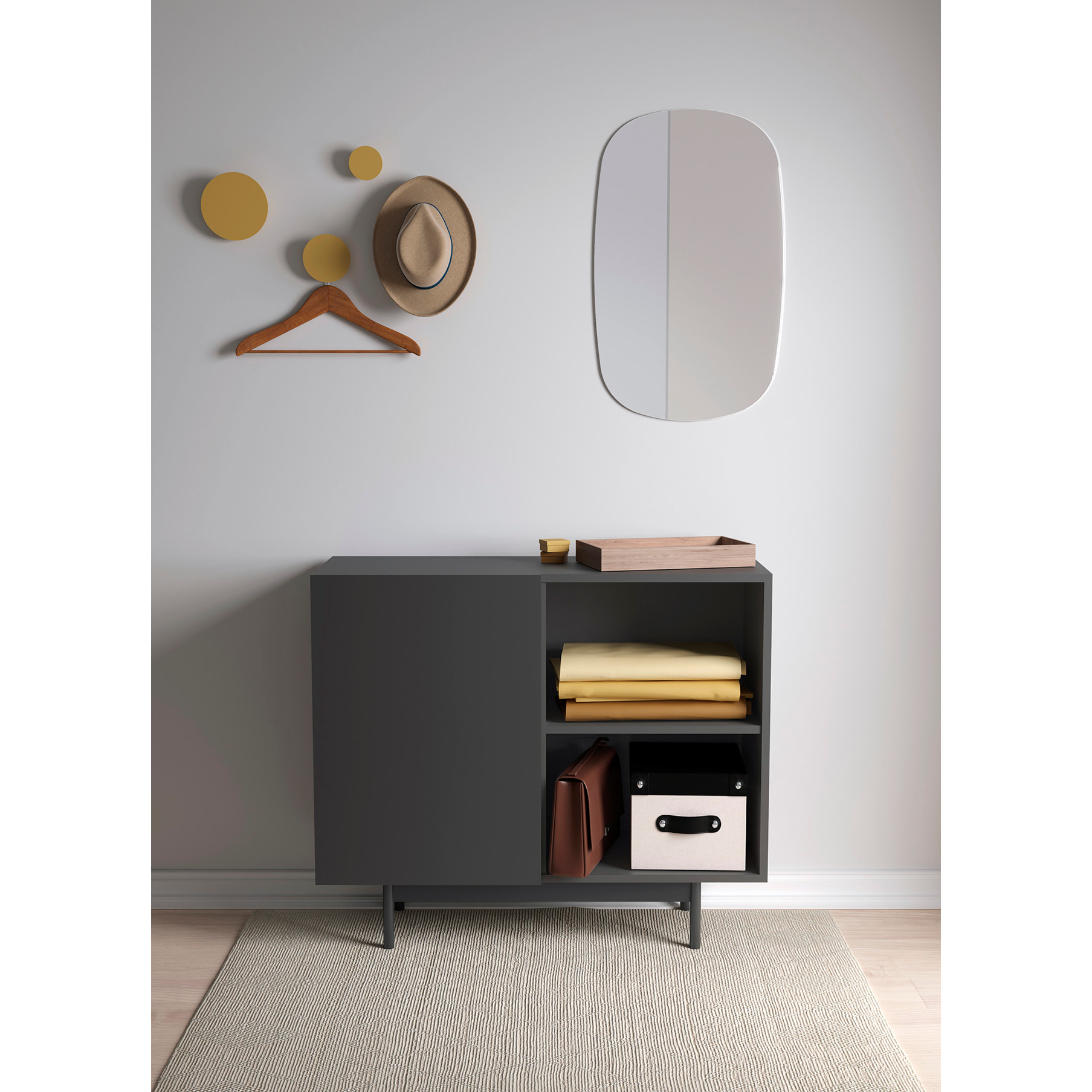 Aparador 1 puerta Printed grafito 78x90x34 cm