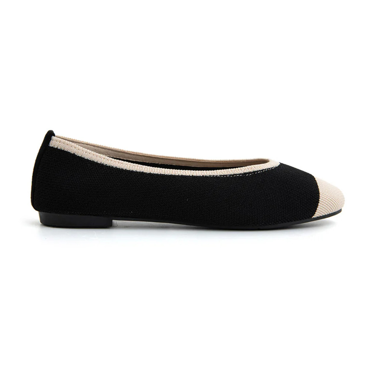 Ballerina classica micro-intrecciata bicolore - NERO