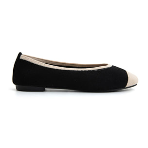 Ballerina classica micro-intrecciata bicolore - NERO