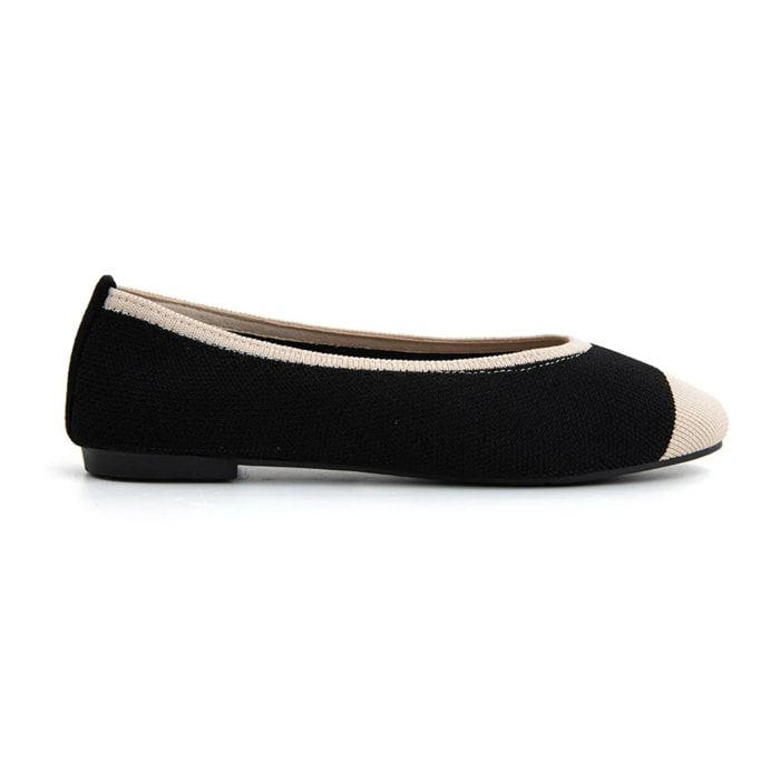 Ballerina classica micro-intrecciata bicolore - NERO