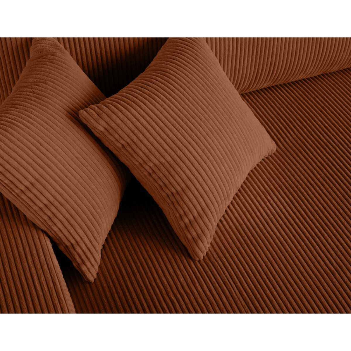 Pivoine - canapé droit 3 places - convertible avec coffre - en velours côtelé - Terracotta