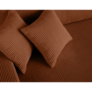 Pivoine - canapé droit 3 places - convertible avec coffre - en velours côtelé - Terracotta