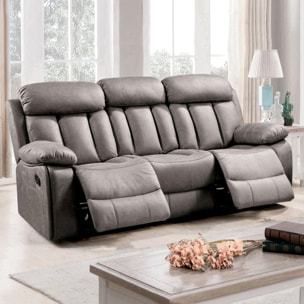 Sofá relax de 3 plazas con reposapiés elevable en marengo 208 cm Kendal Marengo