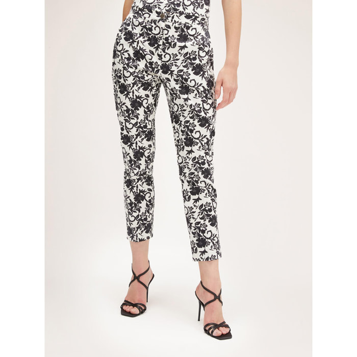 Motivi - Pantalones regular con estampado floral - Negro