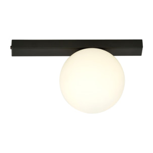 Lampada a plafone FIT in metallo nero e vetro opalino