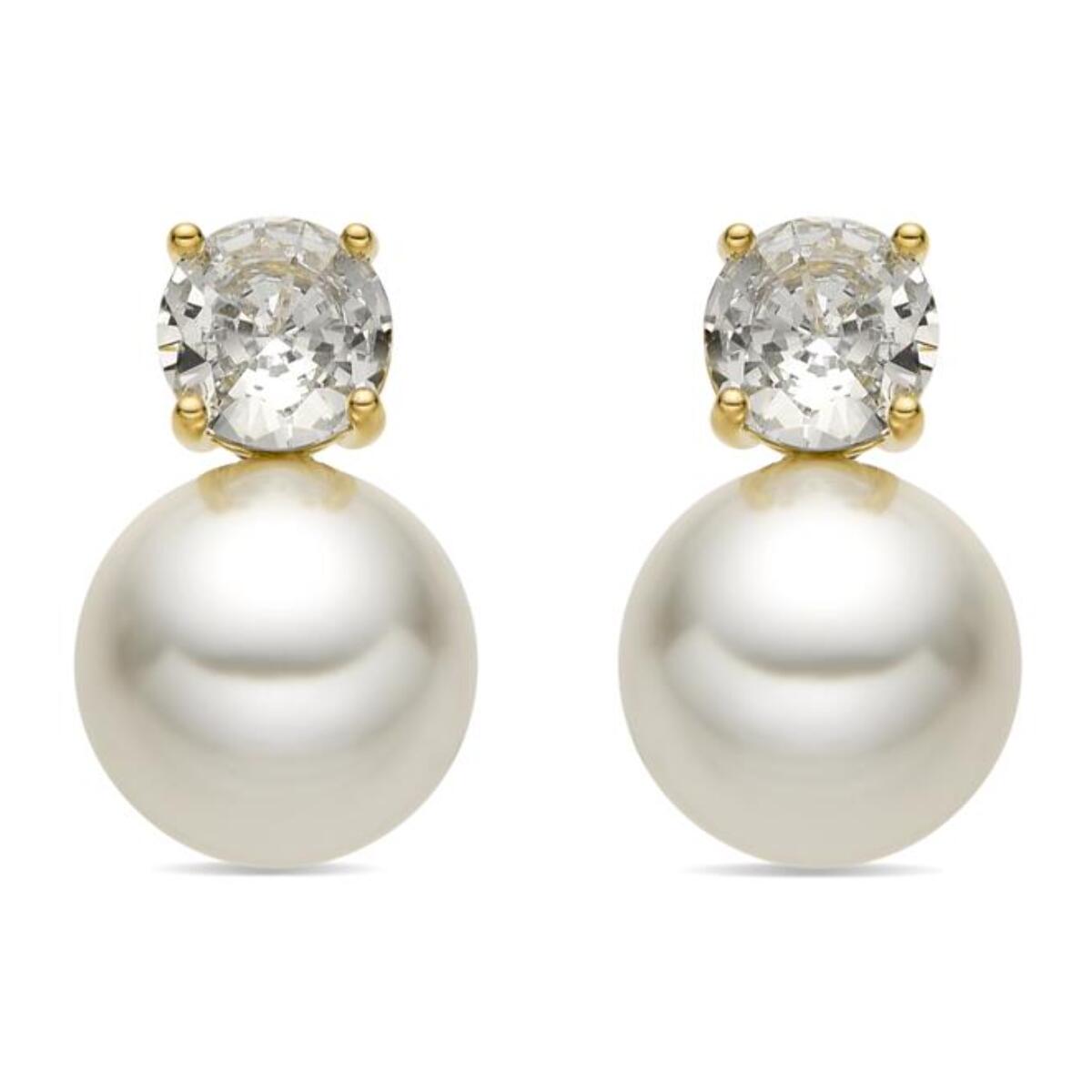 Pendientes con Perla Blanca acabado oro 18k