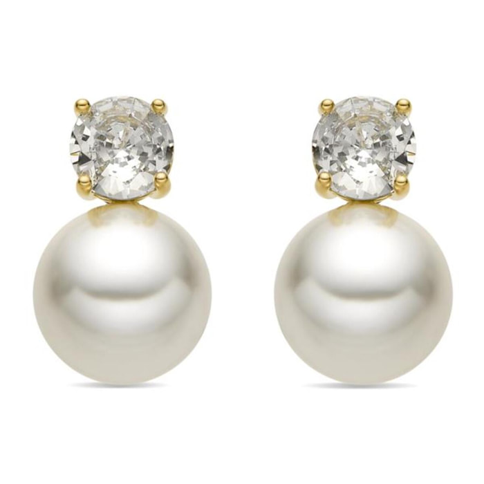 Pendientes con Perla Blanca acabado oro 18k