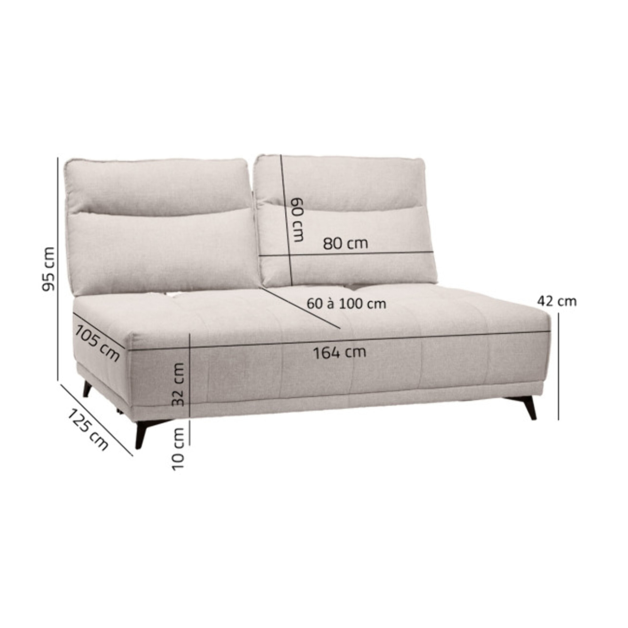 Chauffeuse 2 places de canapé modulable en tissu - BORA