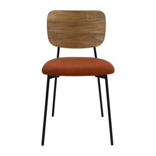 Lot de 4 Chaises - HOME DECO FACTORY - Jules - Côtele - Rouge