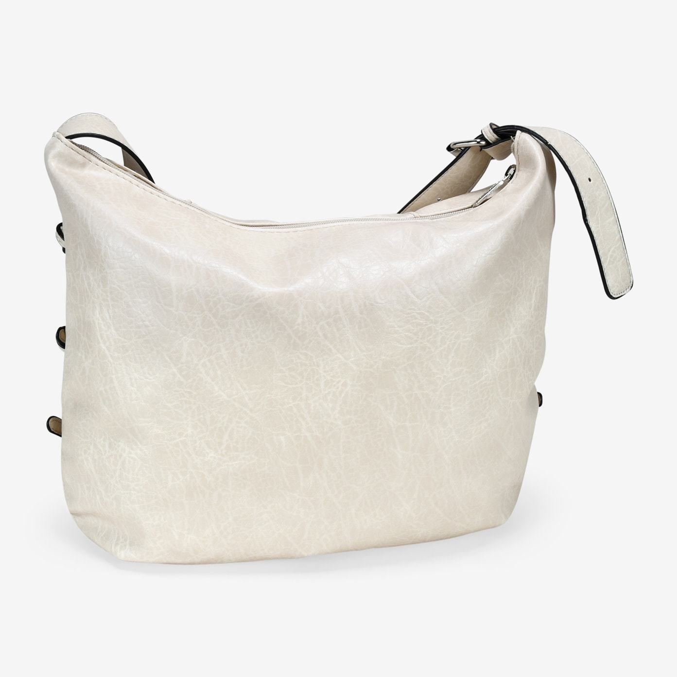 Bolso de hombro beige con hebillas