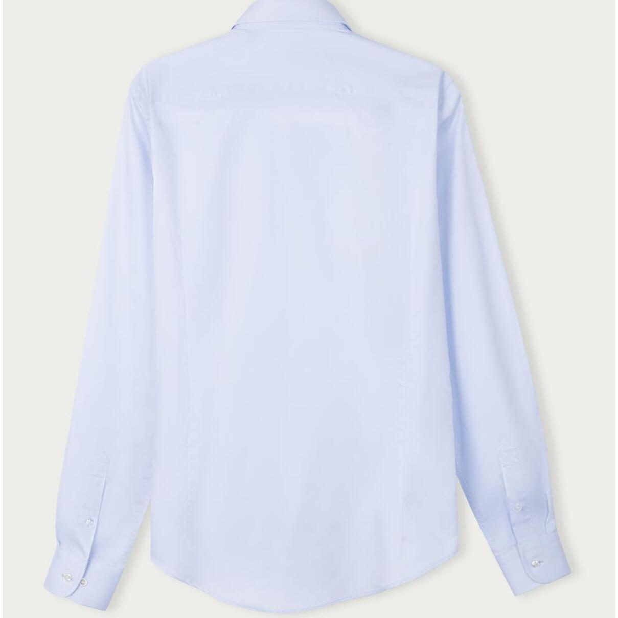 Camicia Uomo 1 Bottone Italiano Slim Satin Unito Celeste