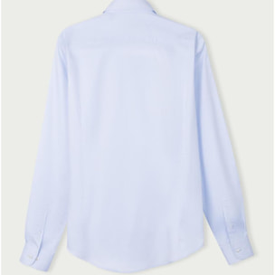 Camicia Uomo 1 Bottone Italiano Slim Satin Unito Celeste