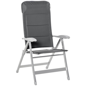 Silla de Jardín Plegable de Aluminio 75x61,5x114,5 cm Gris