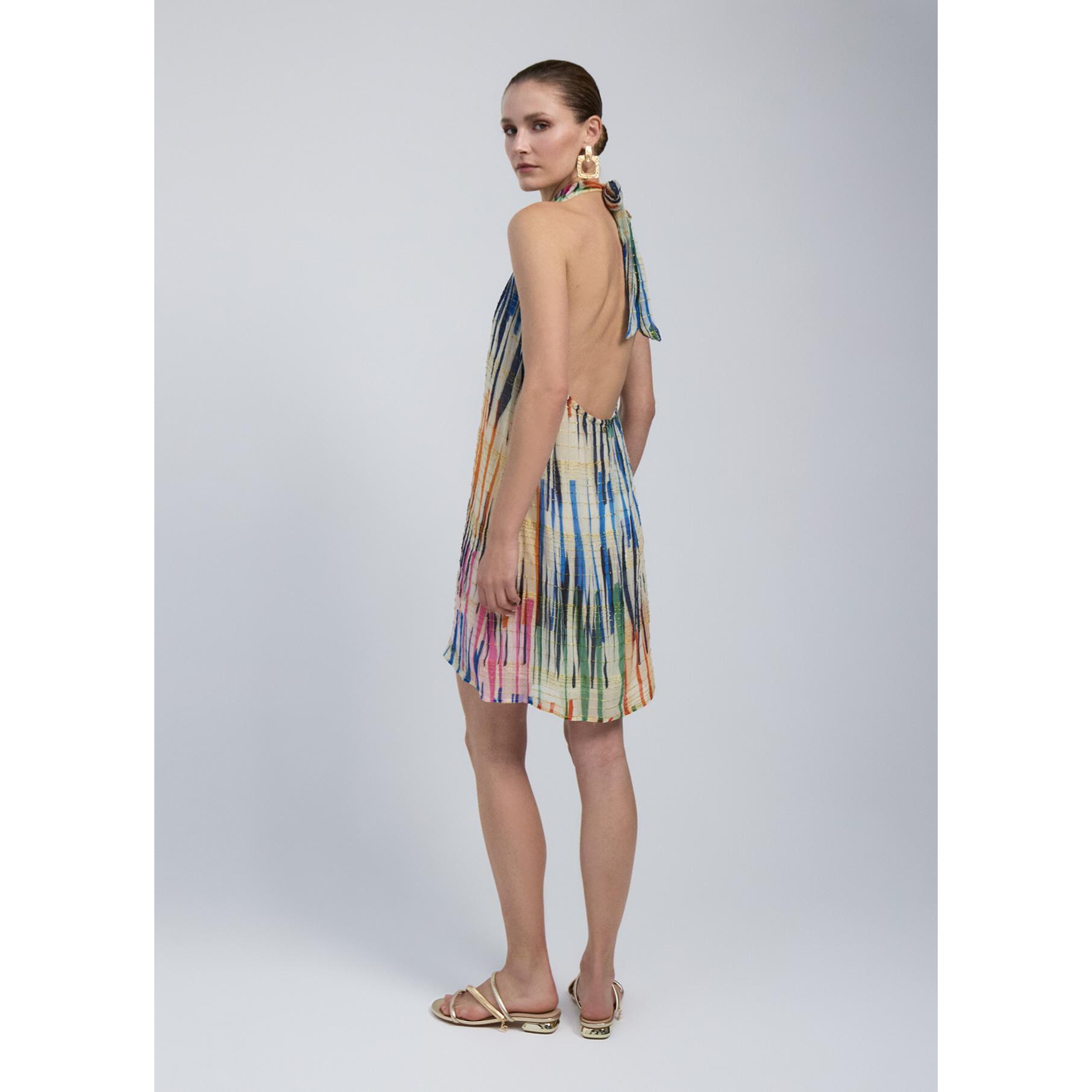 Abito corto con stampa multi-stripe