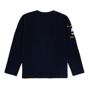 T-shirt con fasce diagonali e logo applicato