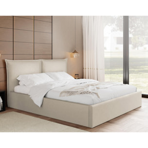John - lit coffre - 140x200 cm - en velours - sommier inclus - Beige
