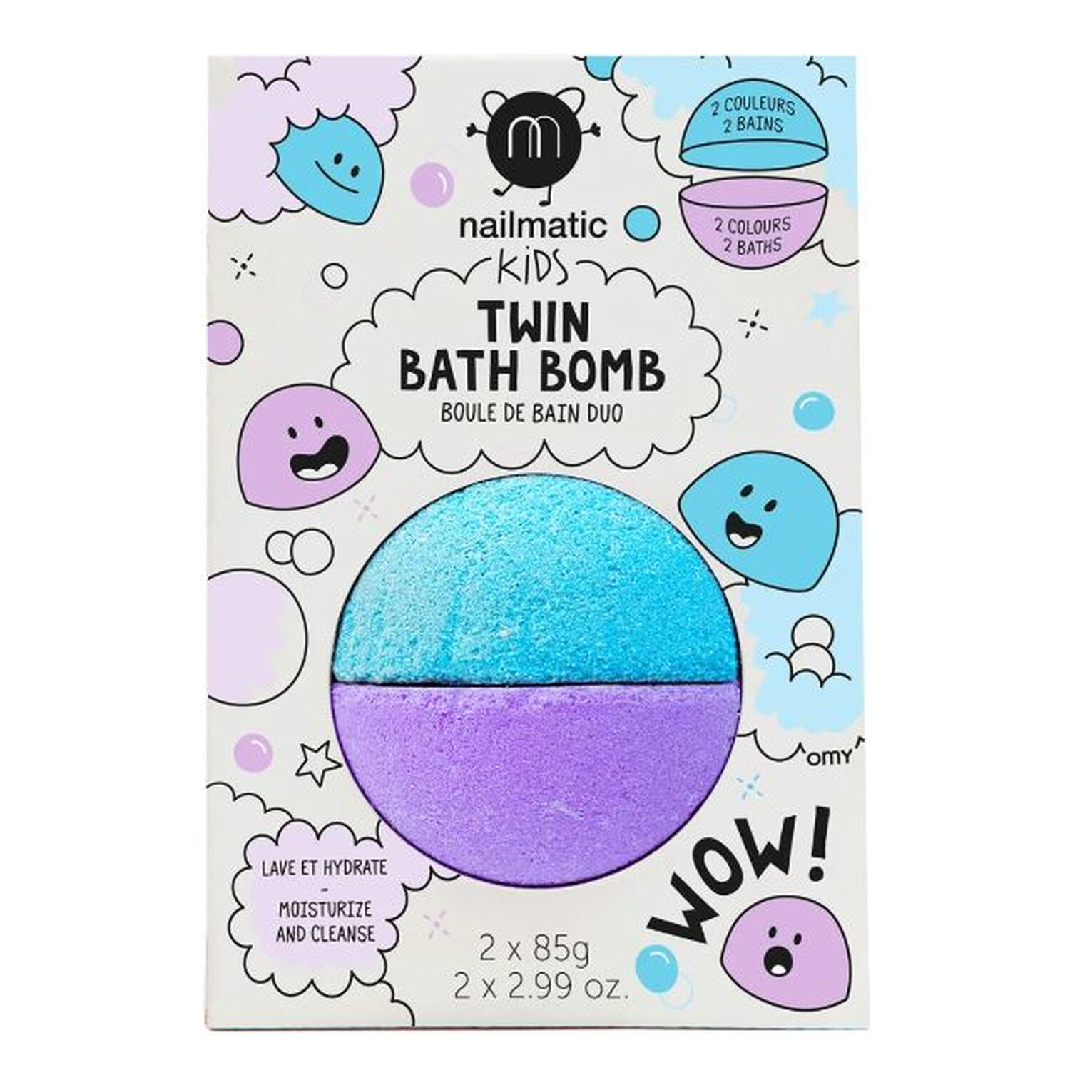 Twin Bath Bomb - Duo Boule de Bain Sécable - Bleu & Violet 170 g