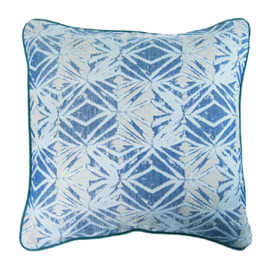 Housse de coussin pur coton motif jacquard bleu Prismes turquoise
