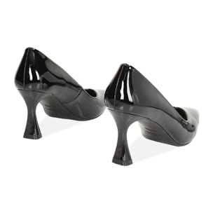 Décolleté donna nere in vernice, tacco 8 cm