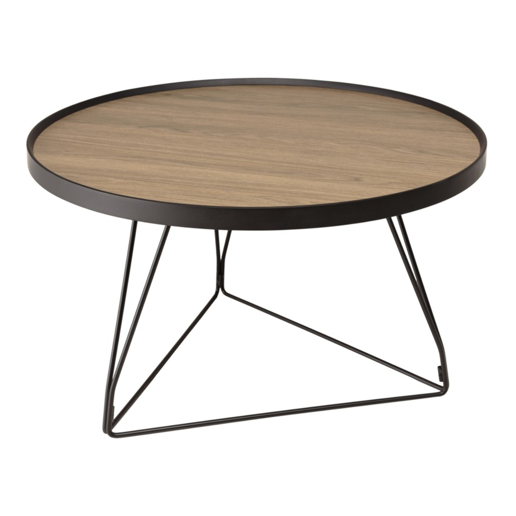 JULIA - Table basse ronde 70x70cm mocha pieds épingles métal noir