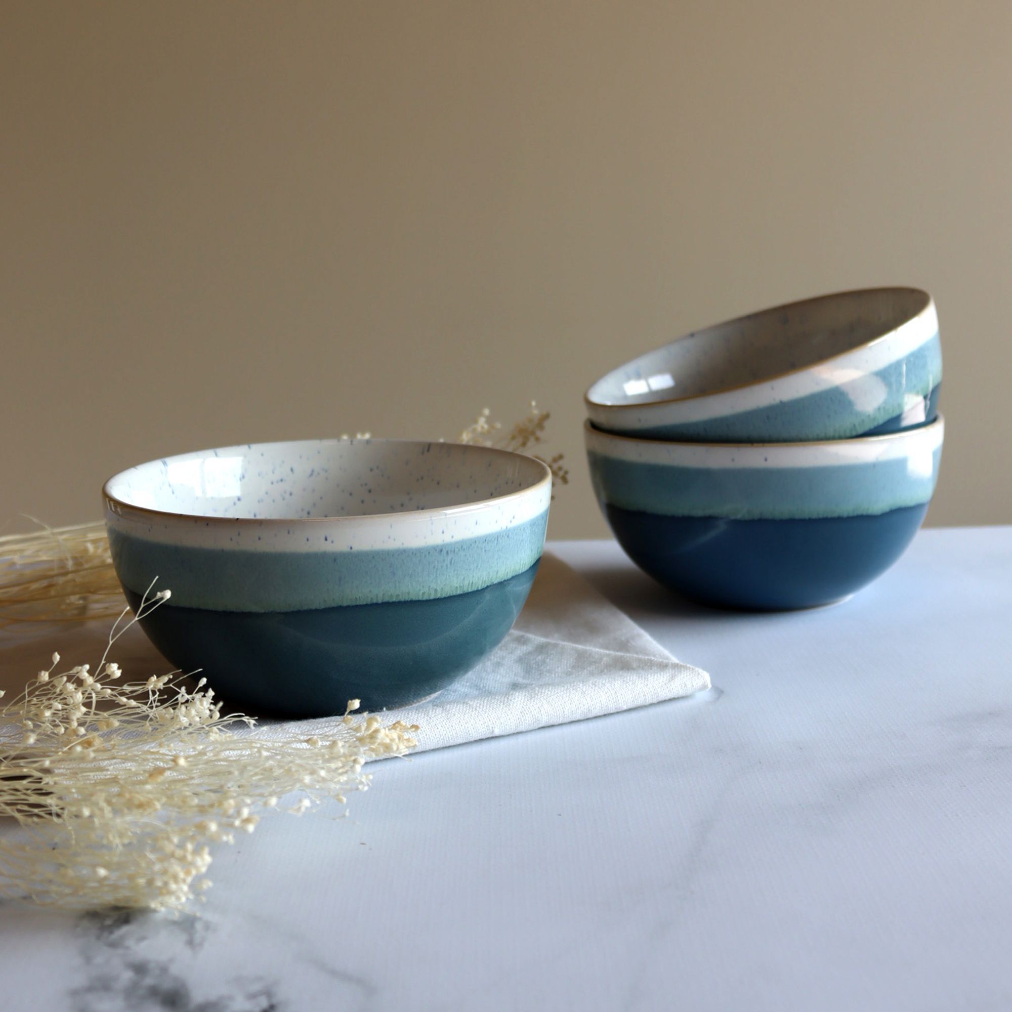 Lot de 6 bols bleus en grès 57cl  RIGA