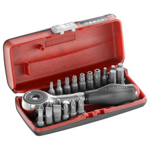 Coffret porte embout à cliquet manche rotatif + 22 embouts de vissage FACOM R.PE360J22PB