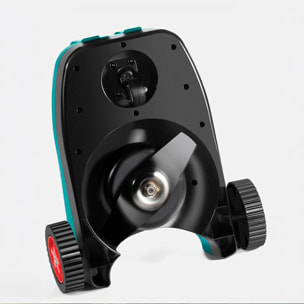 Tosaerba elettrico 21V con lama a 1.300rpm, due batterie ricaricabili da 15.000mAh, manico regolabile e tre livelli di altezza delle ruote.