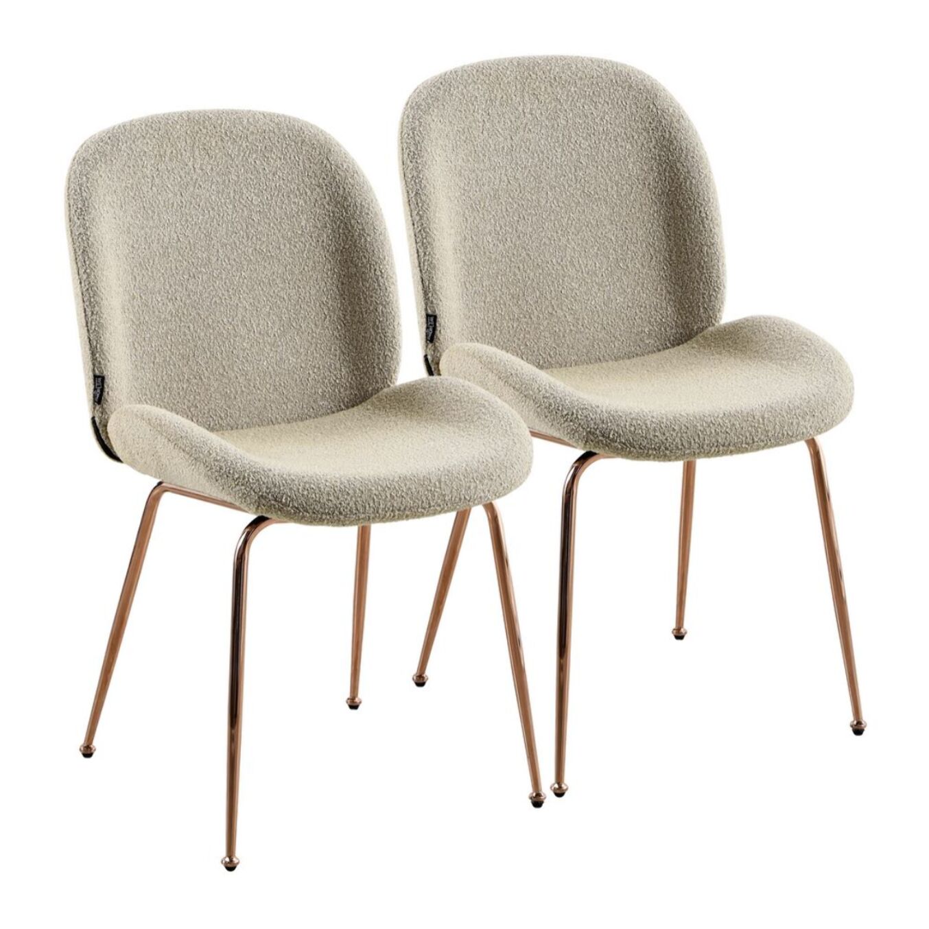Set da 2 sedie in tessuto bouclè beige con struttura oro rosa - Shell