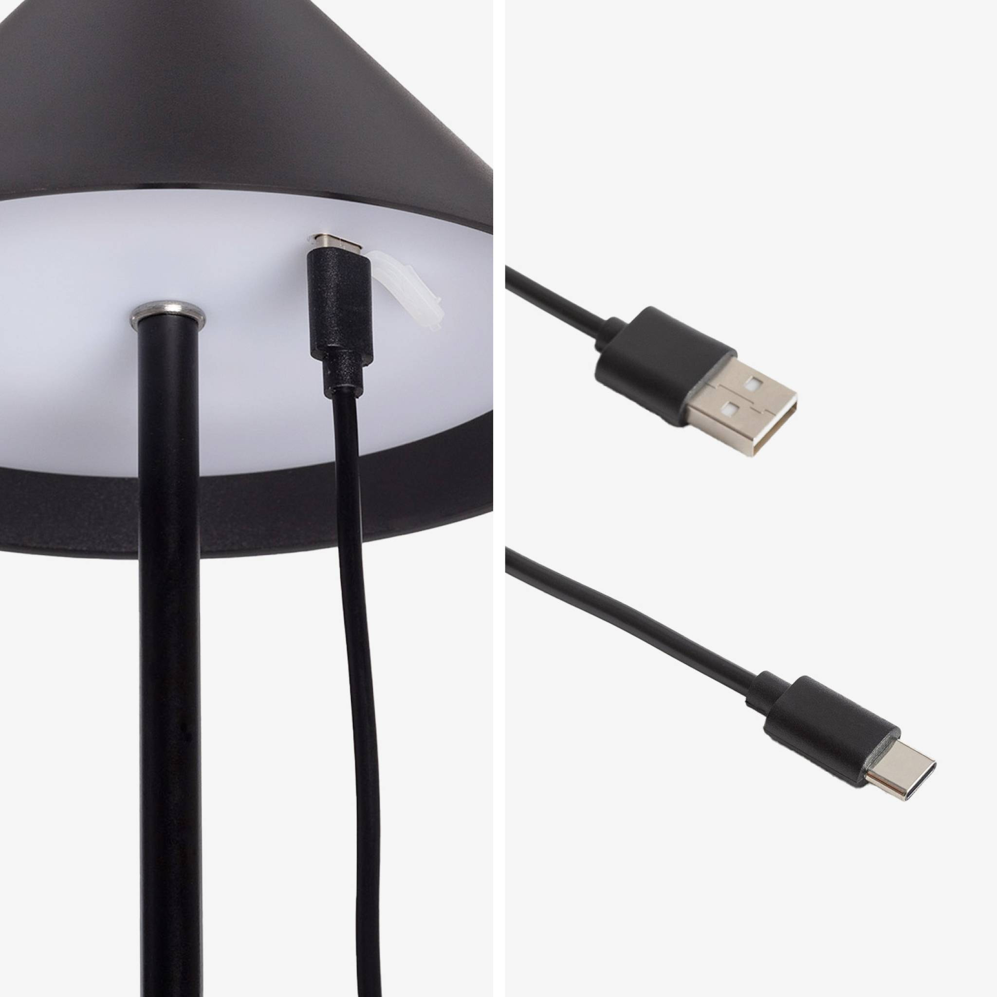 Lampe à poser intérieur/extérieur LED sans fil rechargeable Adam noir H 135cm Ø 19cm