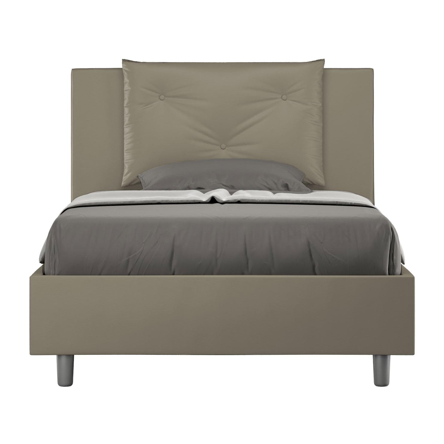 Cama sin somier acolchada 120x190 cuero sintético capuchino Appia