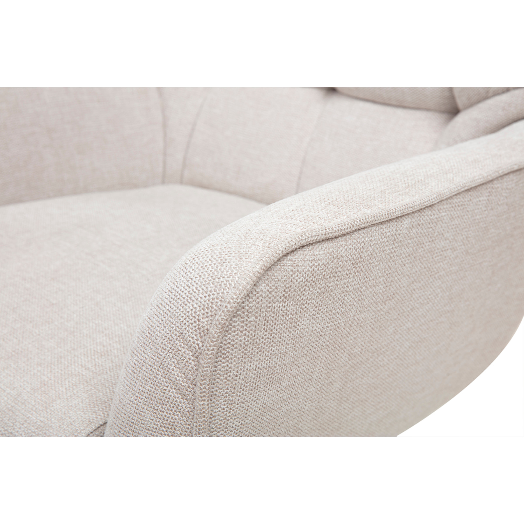 Fauteuil scandinave pivotant en tissu effet velours texturé beige et métal AVERY
