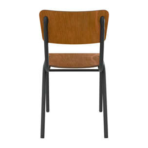 Lot de 2 chaises écolier empilables en bois foncé - Clem