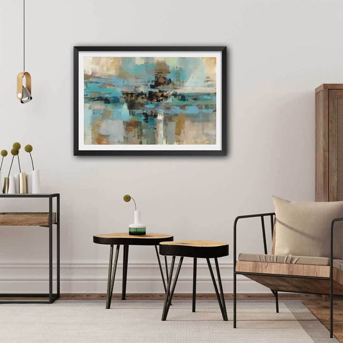 Affiche Fjord Affiche + cadre en bois - Noir