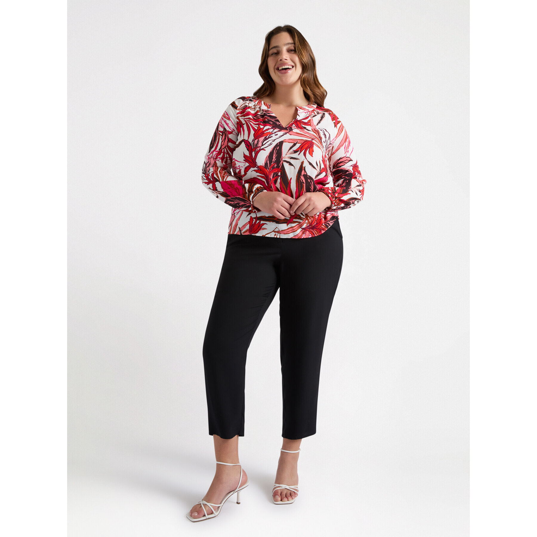 Fiorella Rubino - Blusa con estampado de hojas - Rojo