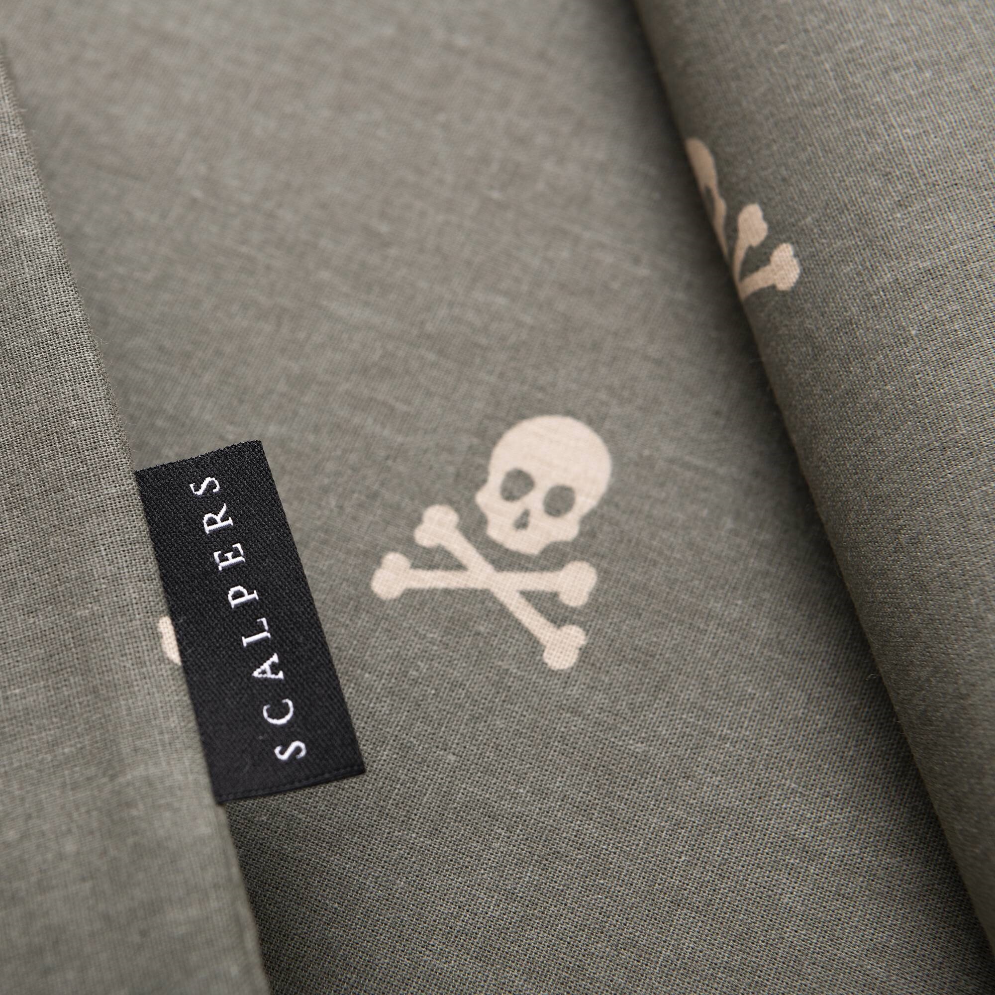 Set cama (funda nórdica 250x230cm + 2 fundas almohada 50x85cm) 100% algodón 144tc beige & khakhi calaveras scalpers home