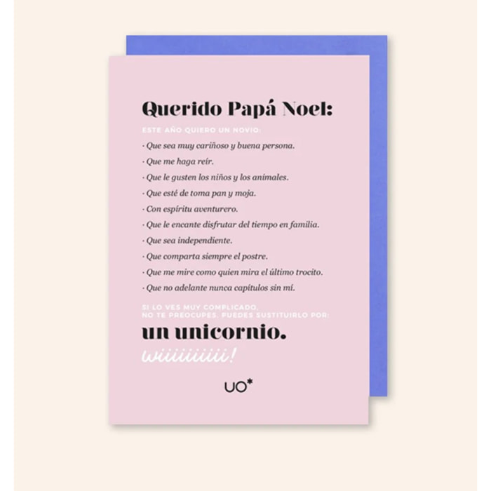 Postal "Por Navidad quiero un unicornio"
