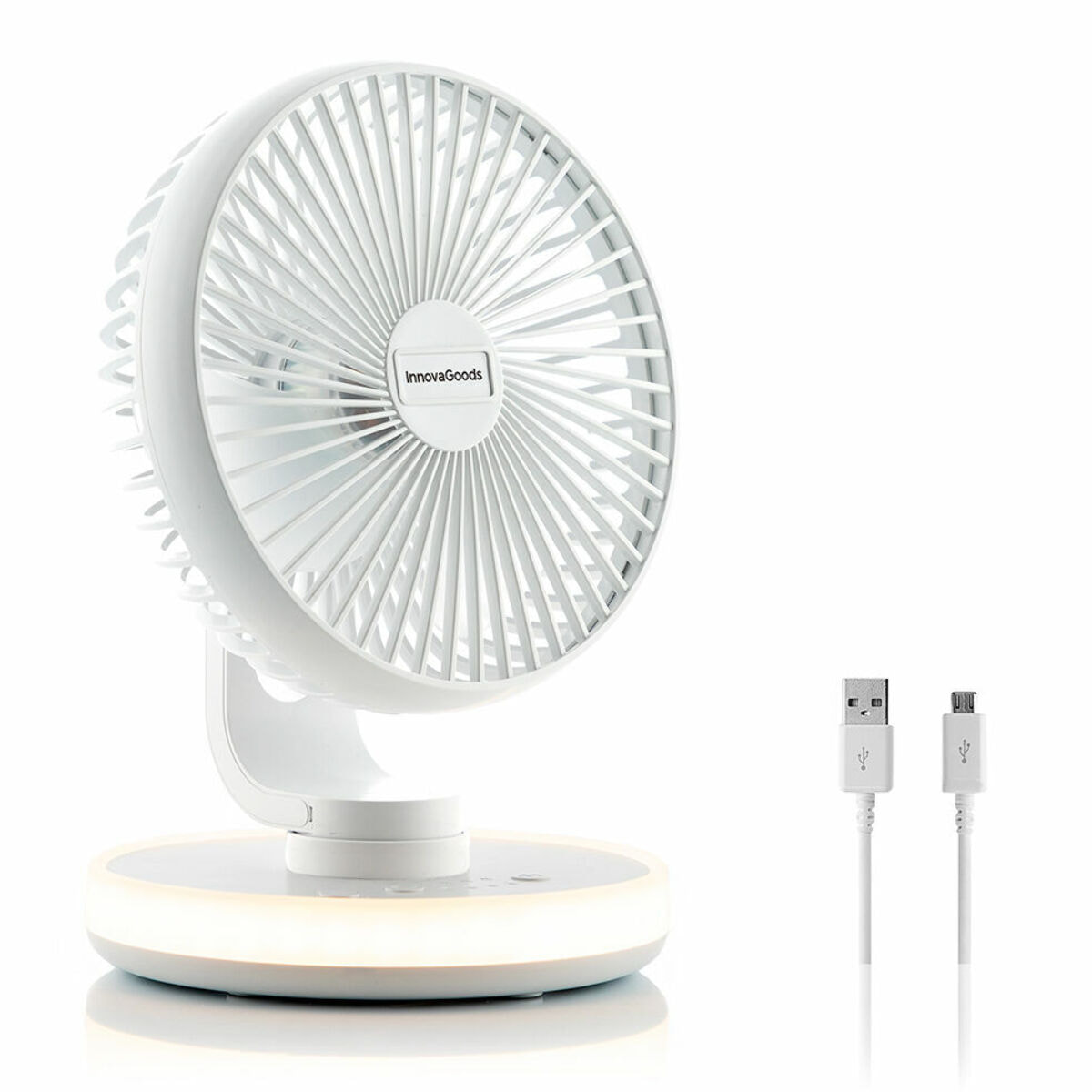 Ventilateur de Bureau Rechargeable avec LED FanLed InnovaGoods Ø6,6'' 4000 mAh